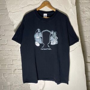 Vintage 2001 The Simpsons I See Dumb People T-Shirt Delta Pro Weight XL Black